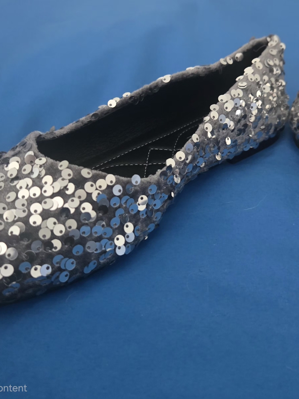 Sequin Pointed Toe Flats in Silver - Unbranded - Picture 3 of 5